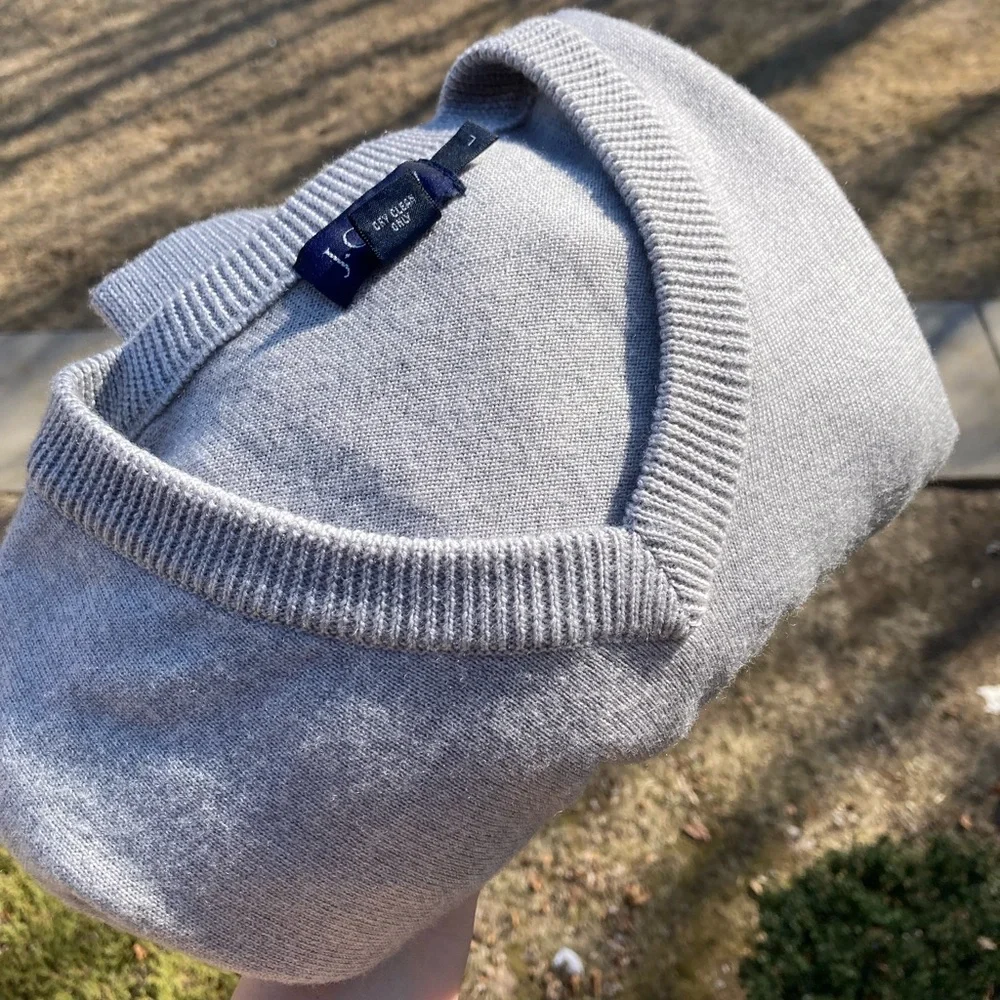 J Crew 100% Wool Gray V Neck Sweater